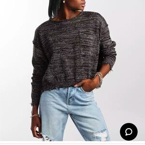 Destructed boxy crop sweater